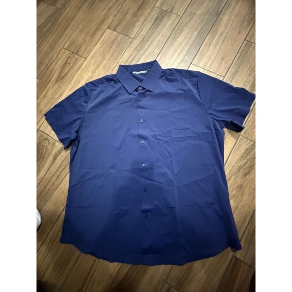 Spidersilk Short Sleeve Button Down Shirt Size 2XL Blue